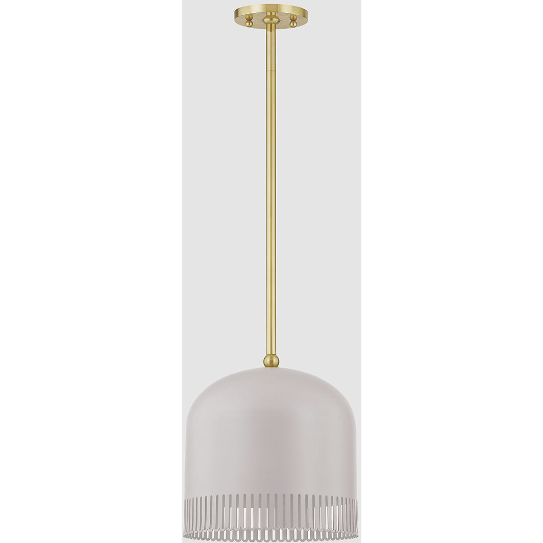Liba 1 Light 9.75 inch Aged Brass/Soft Peignoir Pendant Ceiling Light